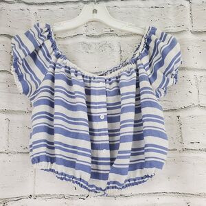 Swell striped short sleeve crop top shirt